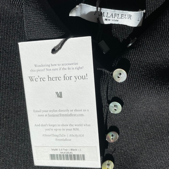 M.M. LaFleur Malki Blouse Jardigan Knit Top Black Button Up Tank - Picture 4 of 4